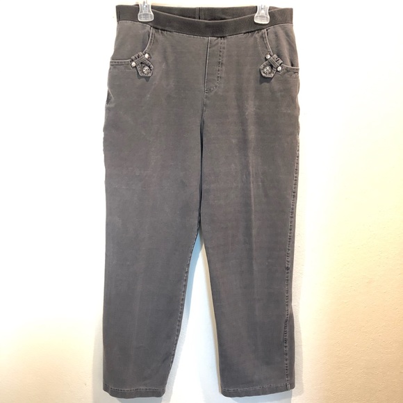 🌻 CAFE AU LAIT casual embellished pants MED - Picture 1 of 7